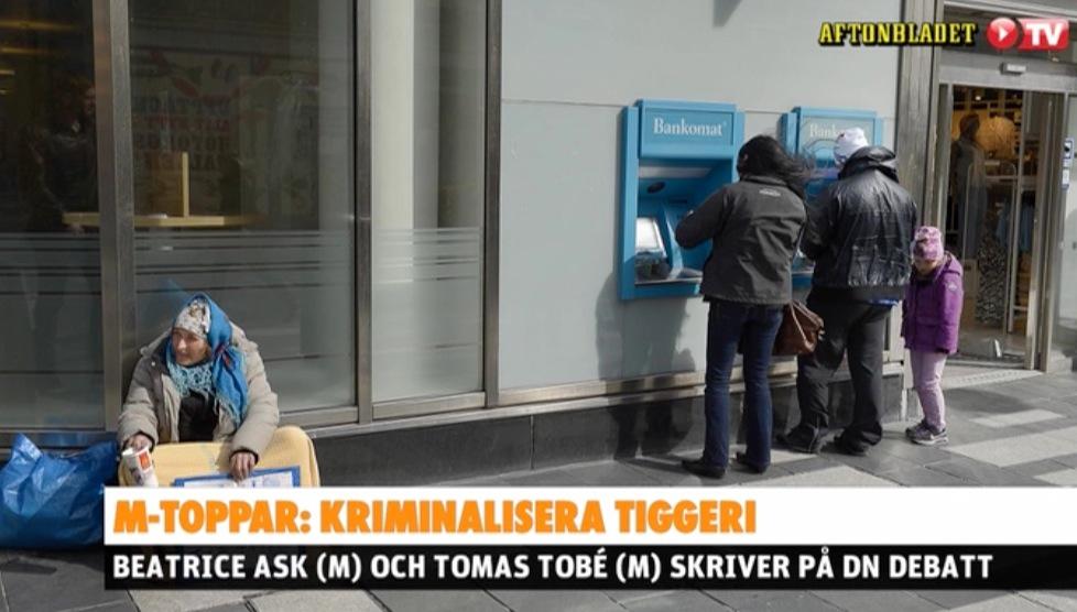 M-toppar vill kriminalisera tiggeri