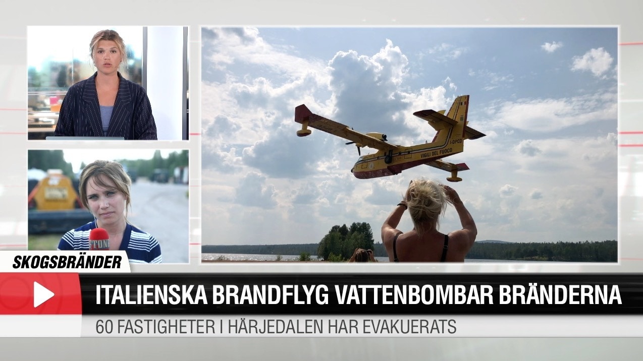 Italienska brandflyg vattenbombar bränderna