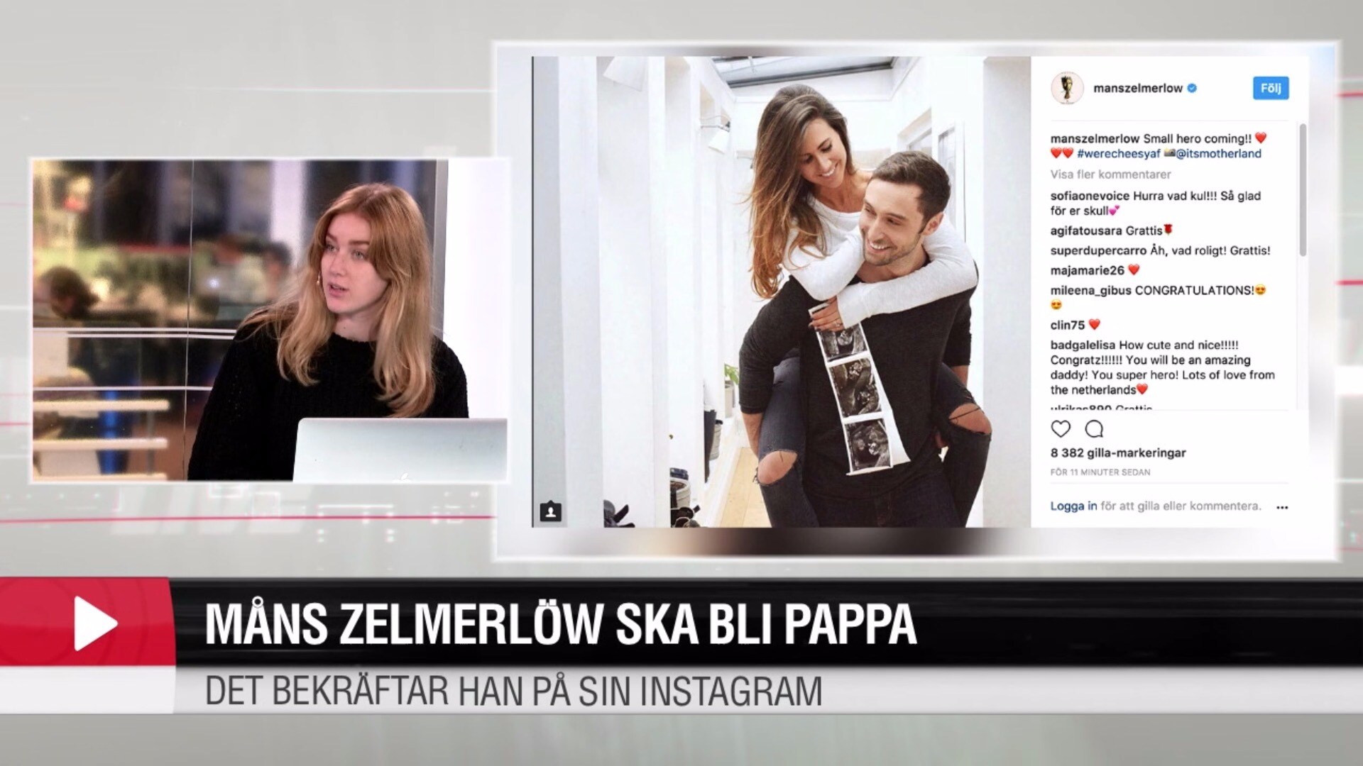 Måns Zelmerlöw ska bli pappa – berättar själv på Instagram