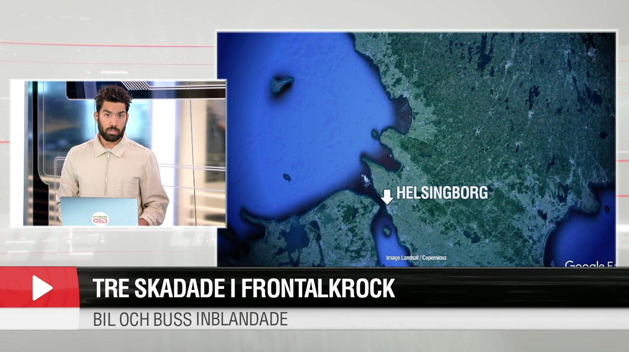 Tre skadade i frontalkrock