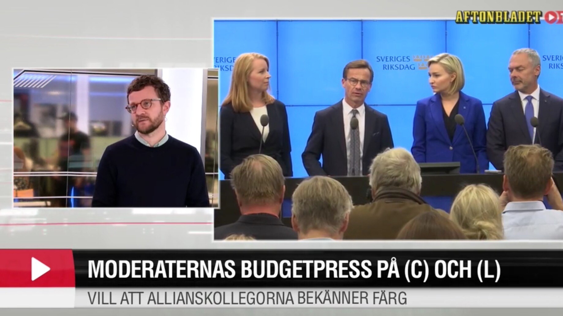 Moderaternas budgetpress på (C) och (L)