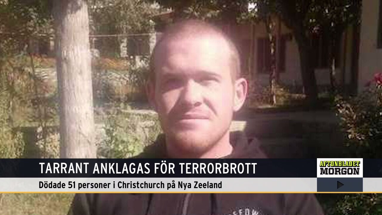 Tarrant anklagas för terrorbrott