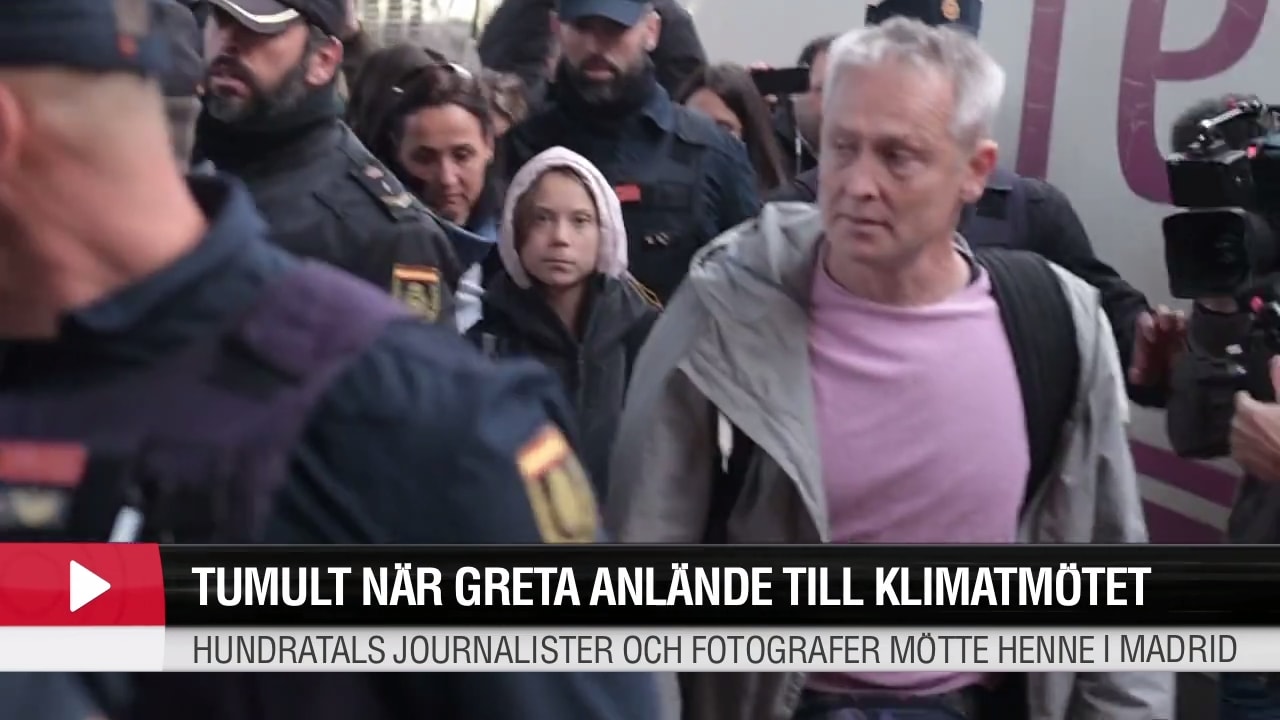Här uppstår tumult när Greta anländer till klimatmötet