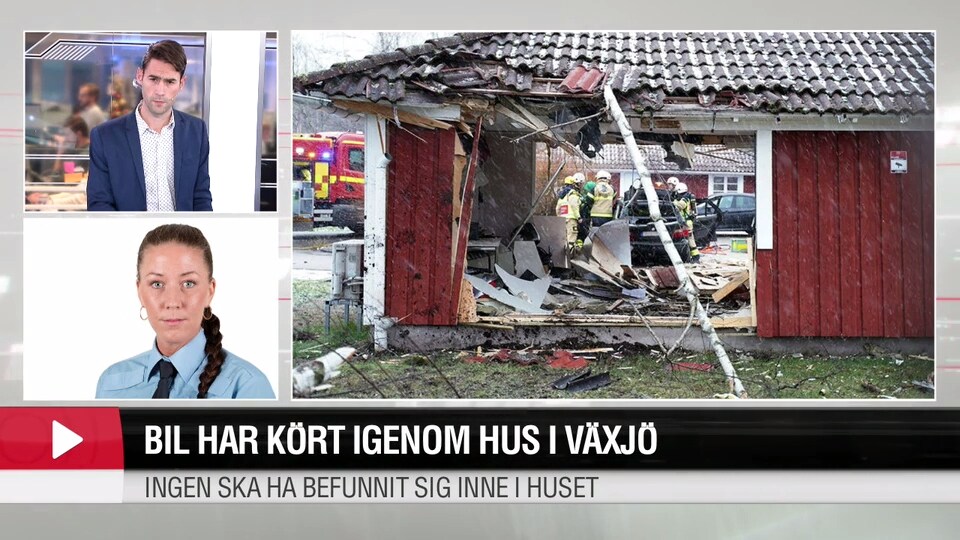 Bil har kört igenom hus i Växjö