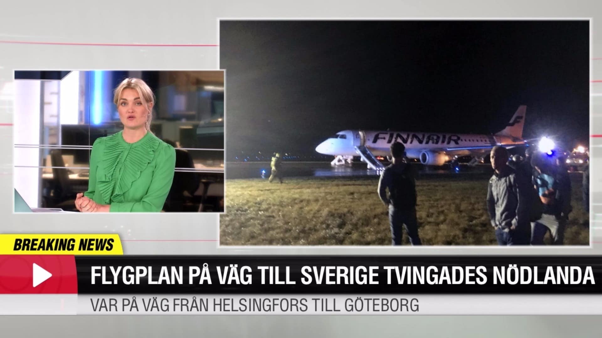 Plan på väg till Sverige tvingades nödlanda