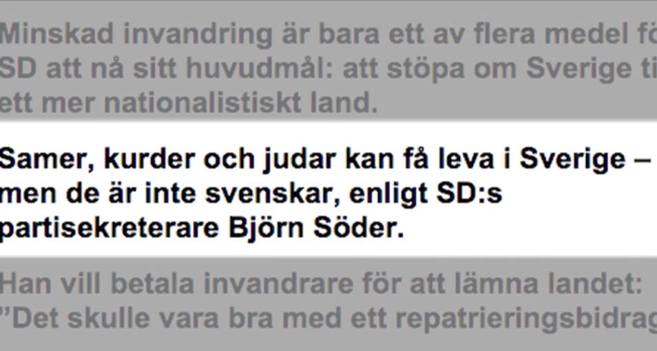 Starka reaktioner efter Björn Söders uttalande