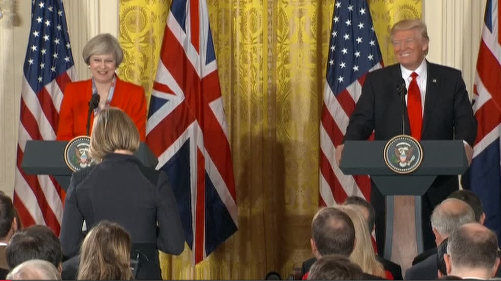 Presskonferens med May och Trump