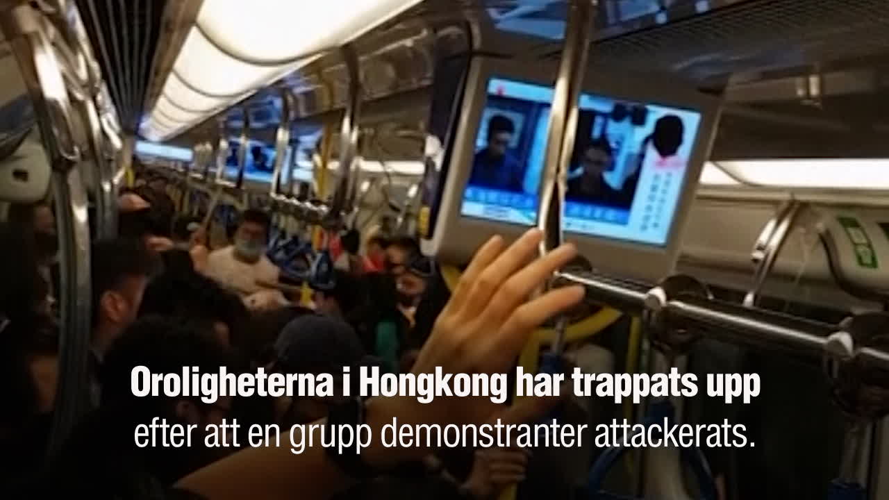 Här slås Hongkong-demonstranter blodiga