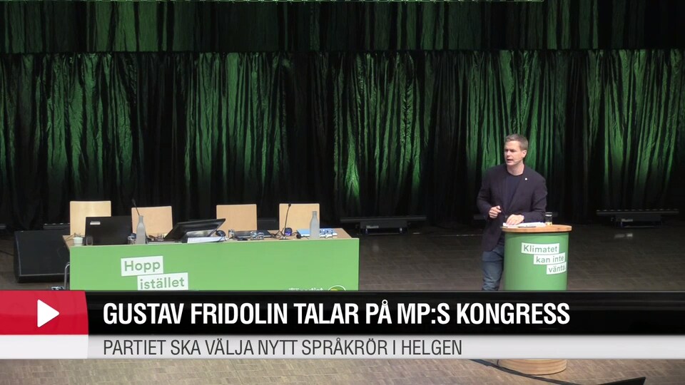 Gustav Fridolin talar på MP:s kongress