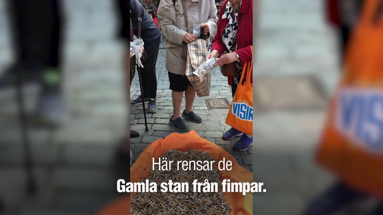 Här rensas gatorna från fimpar – 14 000 plockades