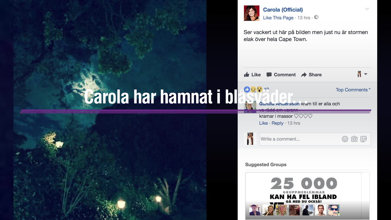 Carola fast i kraftig storm