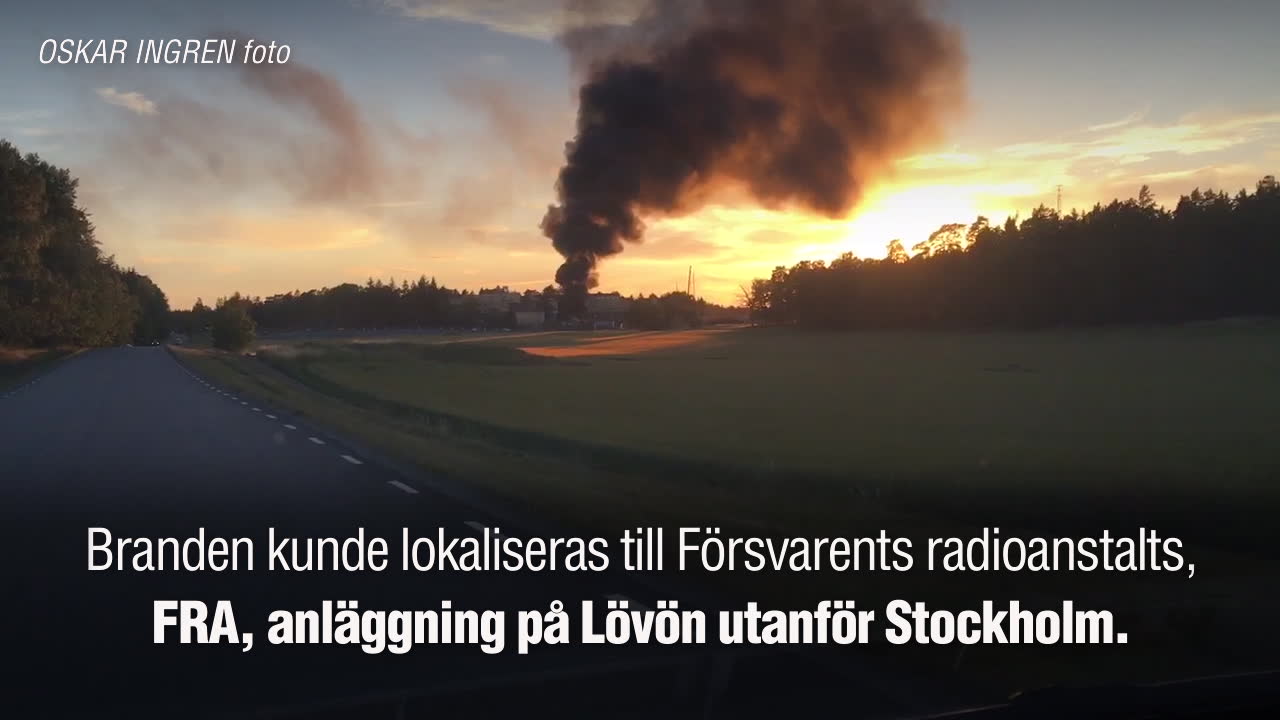 Storbrand vid FRA efter planerad sprängning