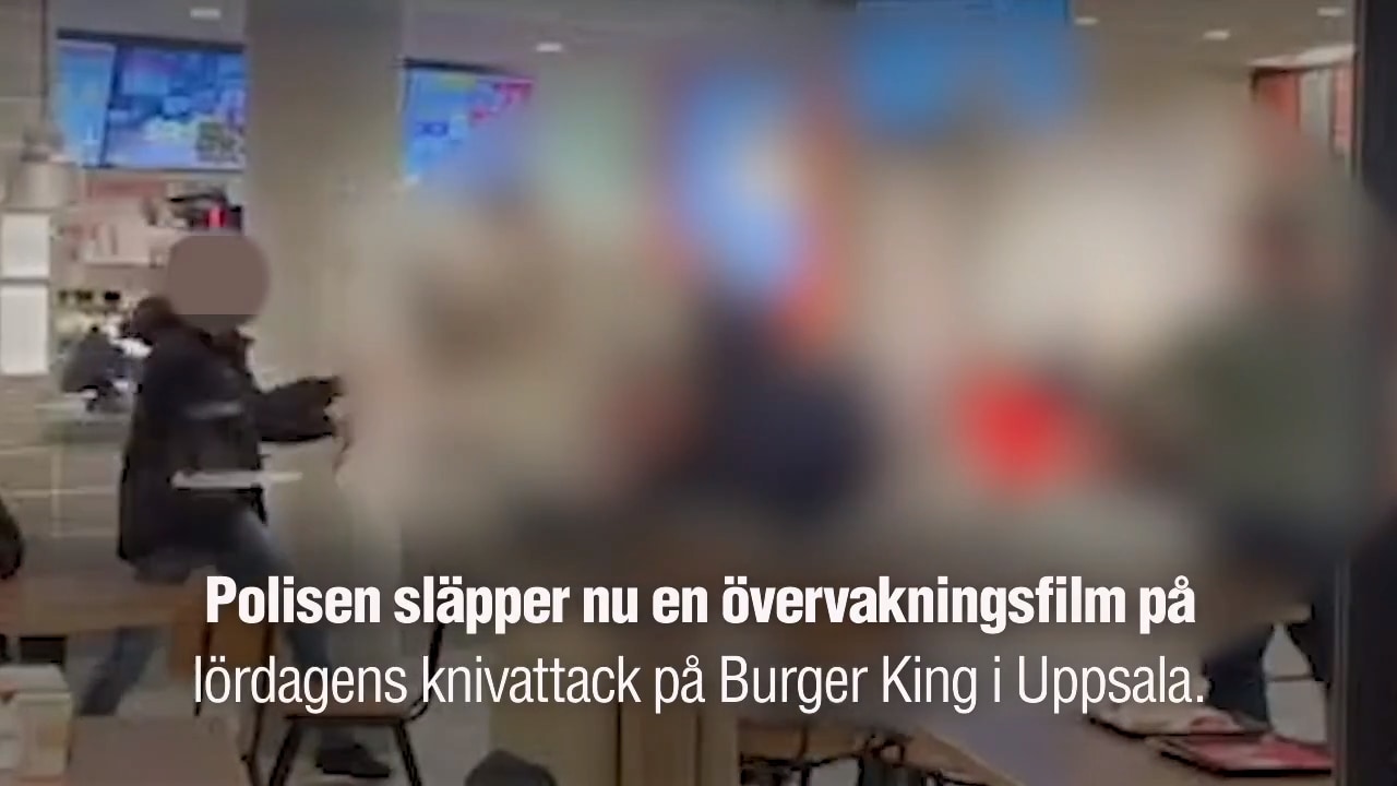 Övervakningsfilmen visar knivattacken på Burger King