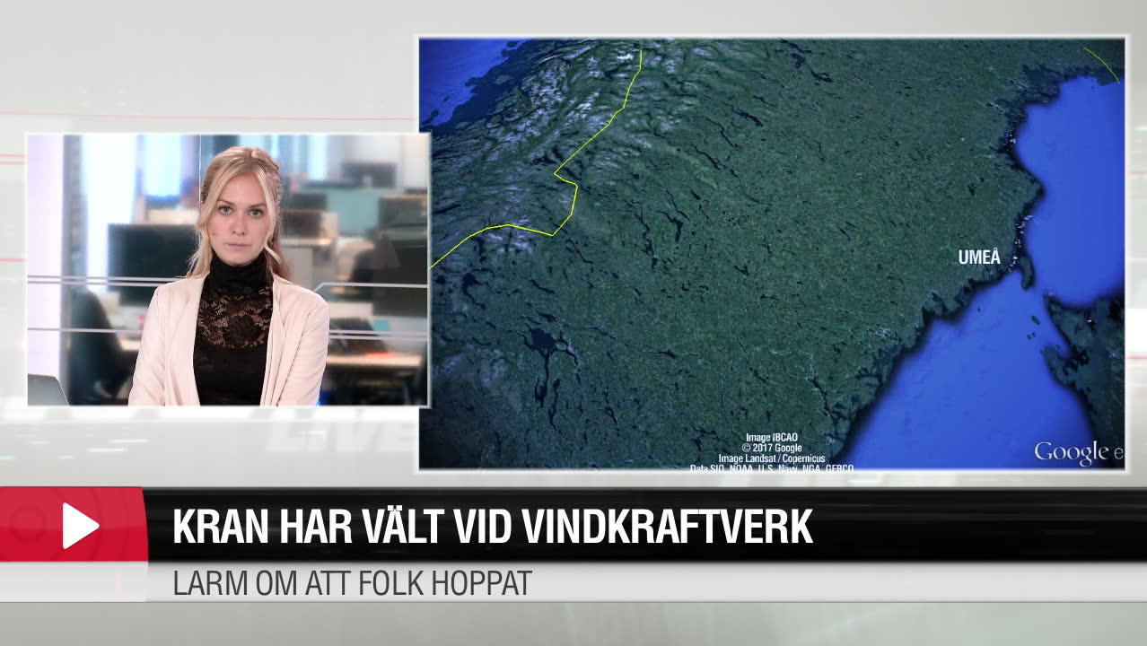 Kran har vält vid vindkraftverk