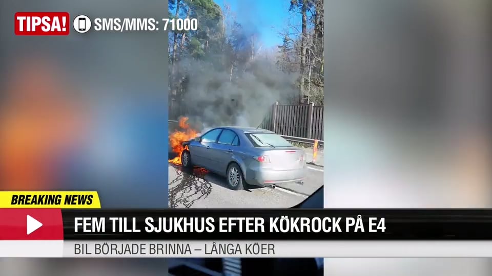 Fem till sjukhus efter kökrock på E4