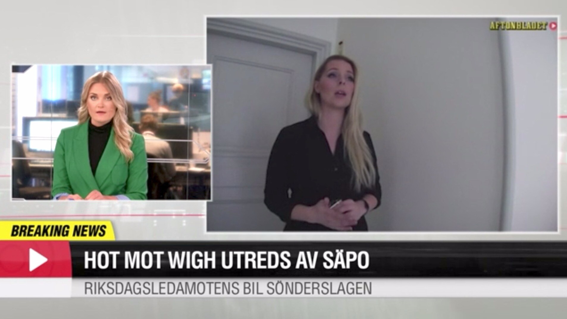 Hanna Wighs bil sönderslagen