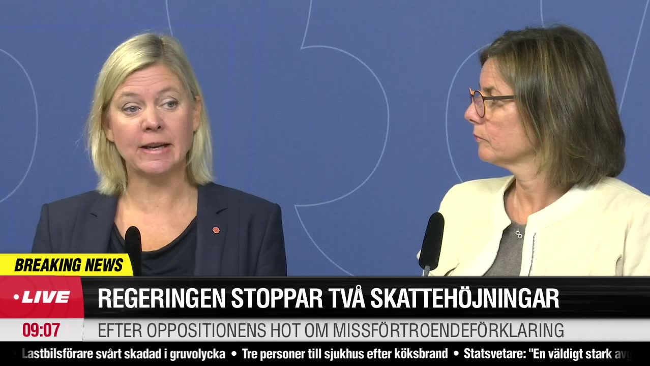 Andersson och Lövin höll pressträff om skattehöjningar