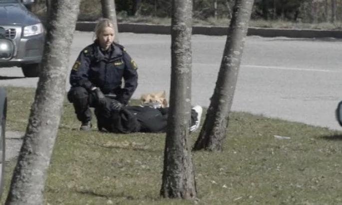 Här griper polisen guldrånaren