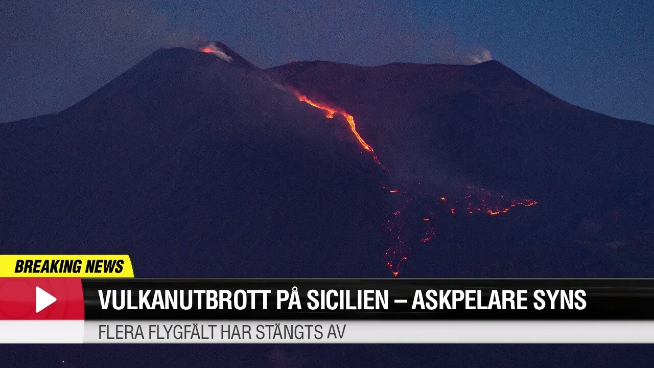 Vulkanutbrott på Sicilien - askpelare syns