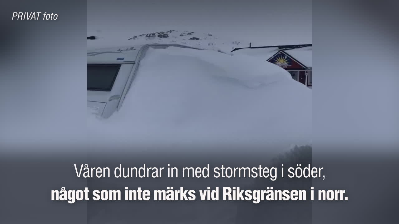 Irenes campingvagn försvann i snön - se filmen här