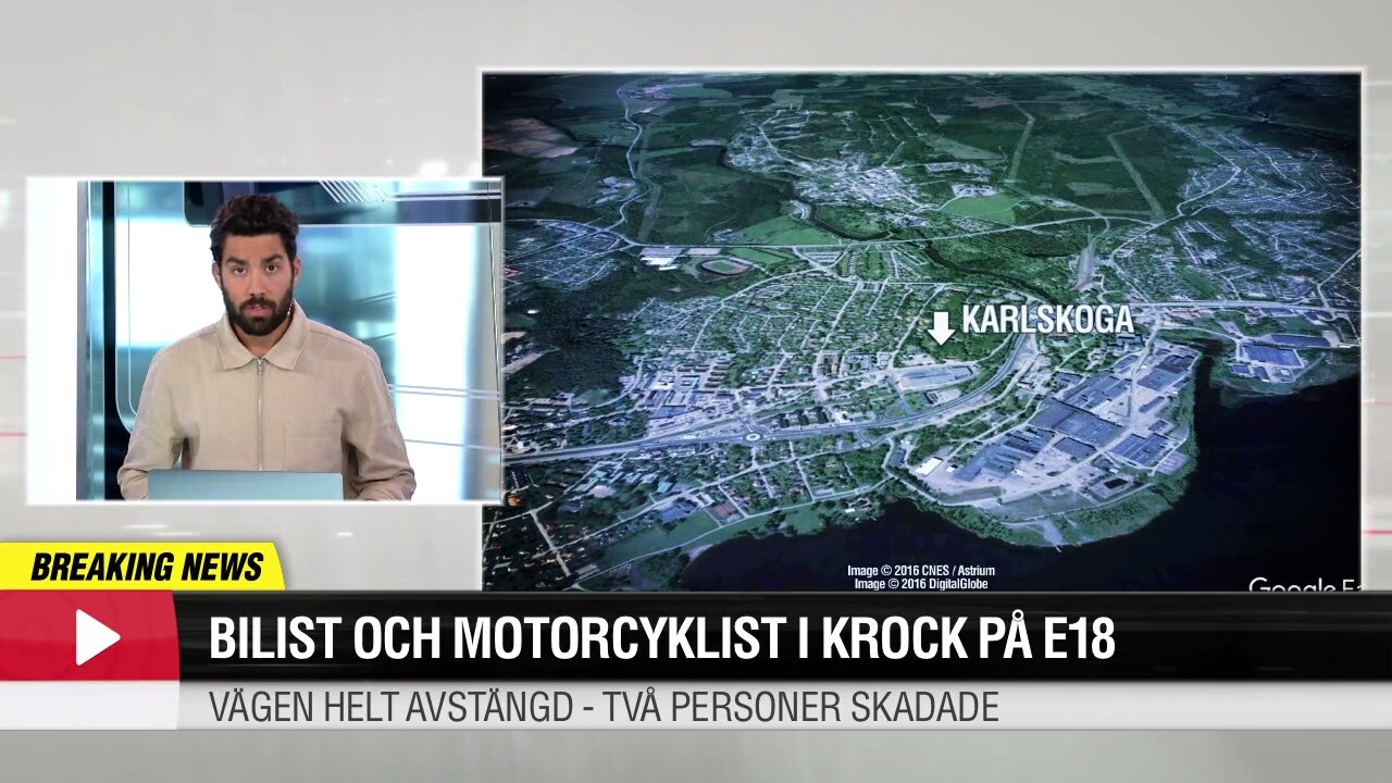 Bilist och motorcyklist i krock på E-18