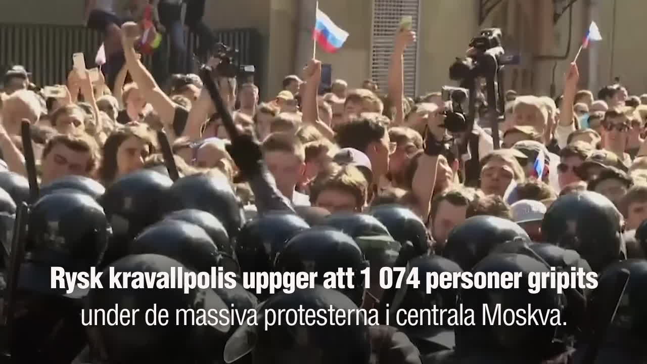 Över 1000 demonstranter gripna i Moskva