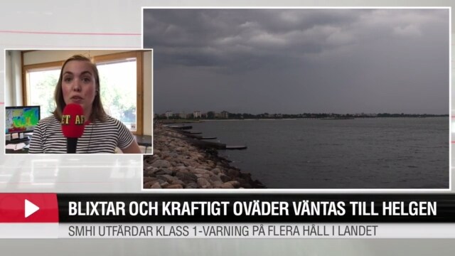 Blixtar och kraftigt oväder väntas i helgen