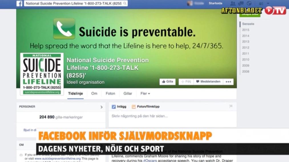 Facebook inför självmordsknapp