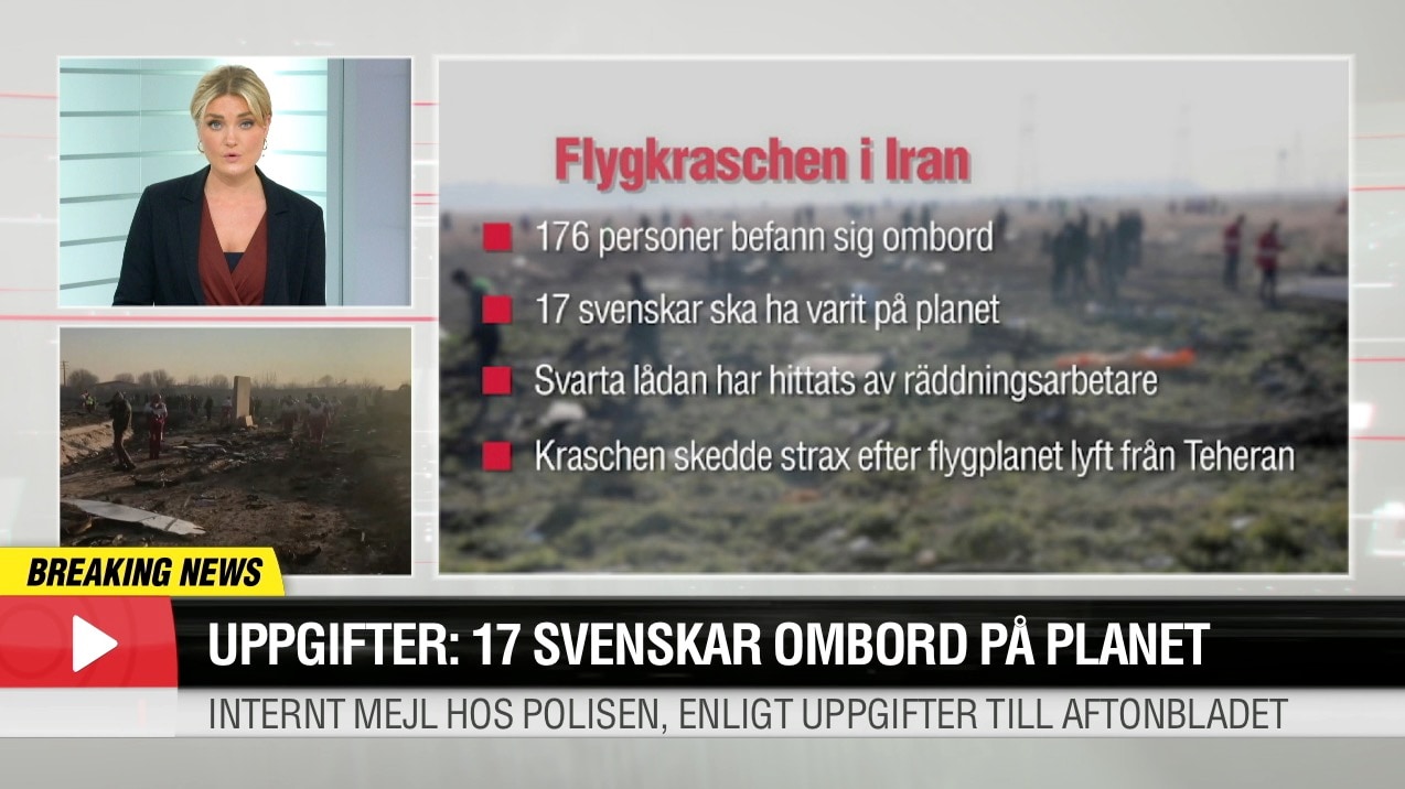 17 svenskar ombord på olycksplanet i Iran