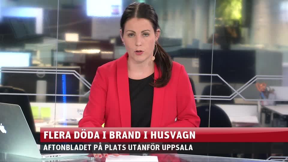 Husvagn utbränd - minst två döda