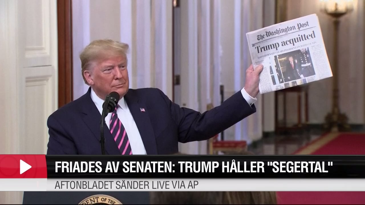 Här firar Trump med “segertal” efter att senaten friat honom