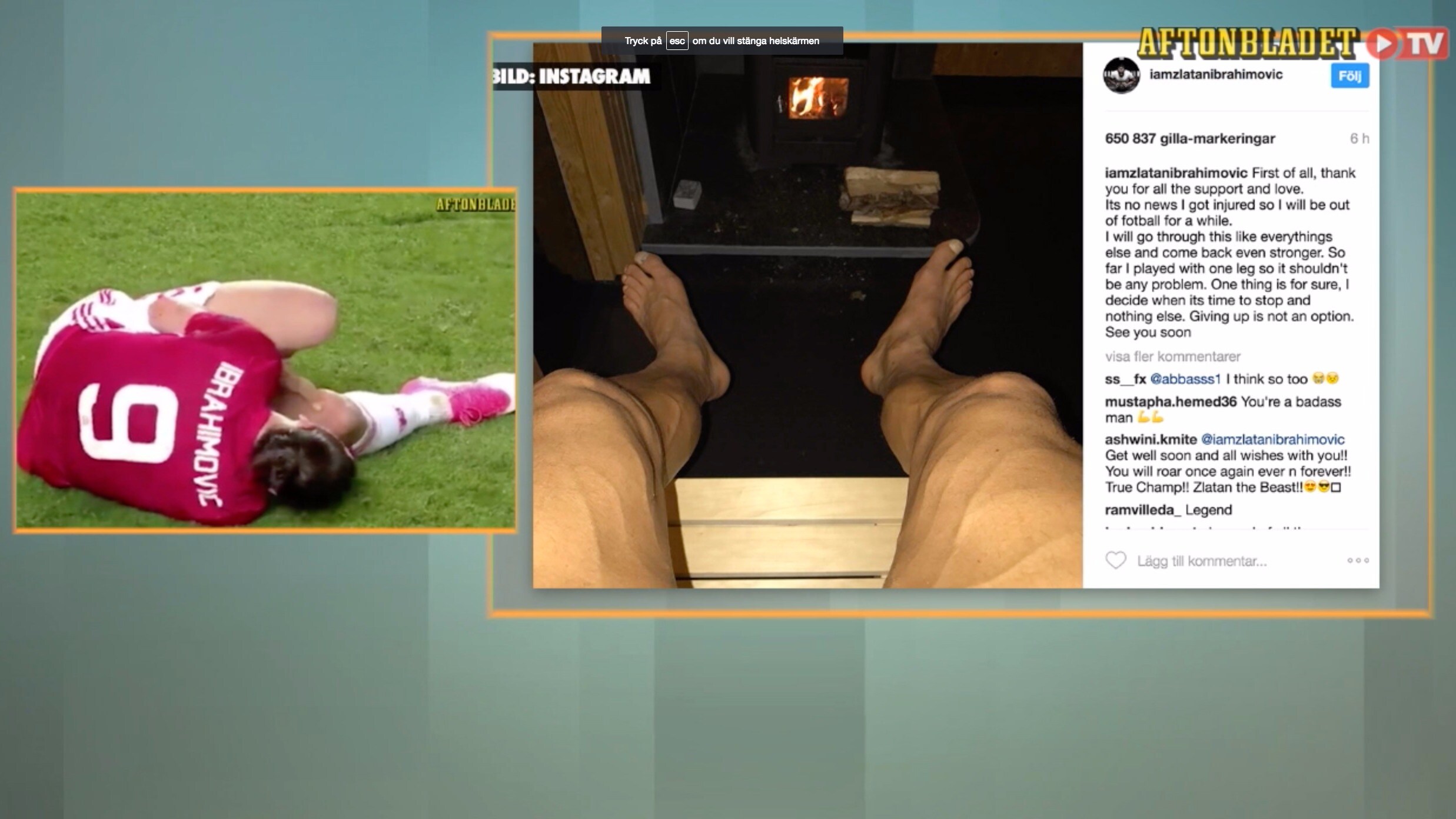 Zlatans hälsning: "Ge upp är inte ett alternativ"