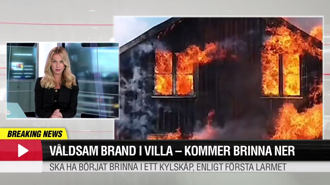 Våldsam brand i villa - kommer brinna ner