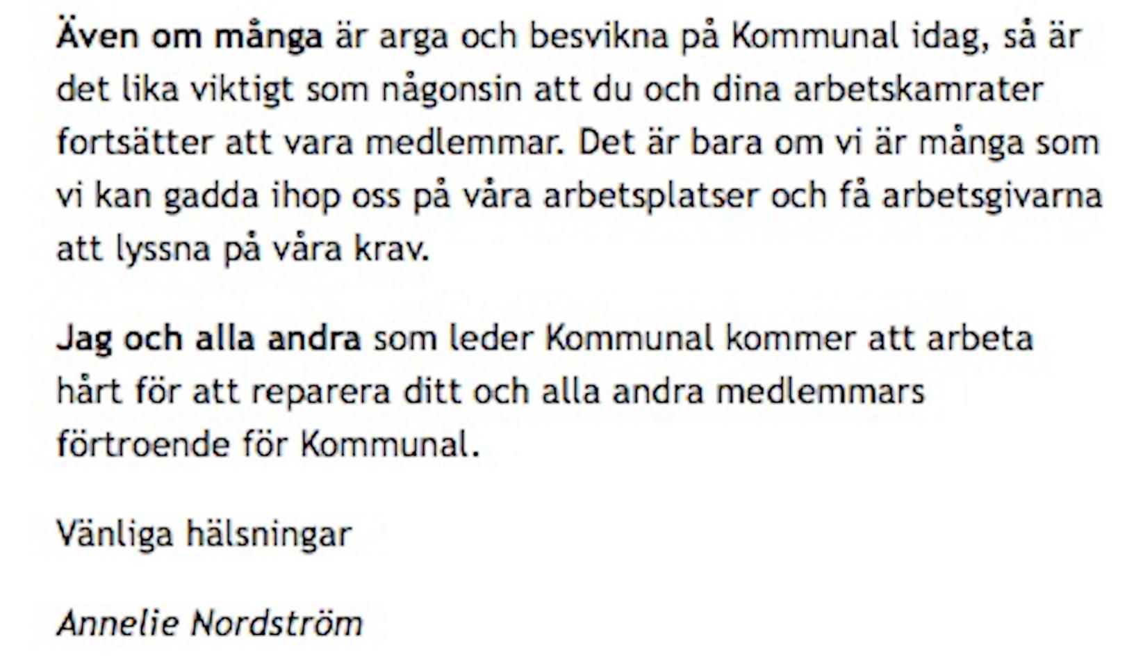 Massmejlet till medlemmarna efter Aftonbladets avslöjande