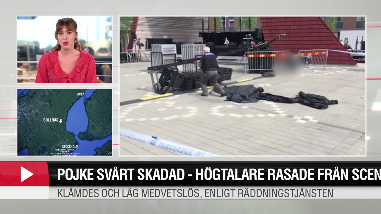 Högtalare rasade ner från scen – pojke kritiskt skadad