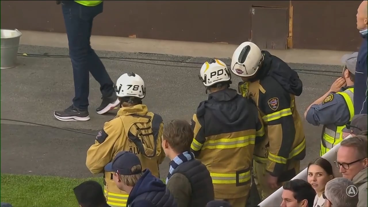 Här går brandlarmet på arenan