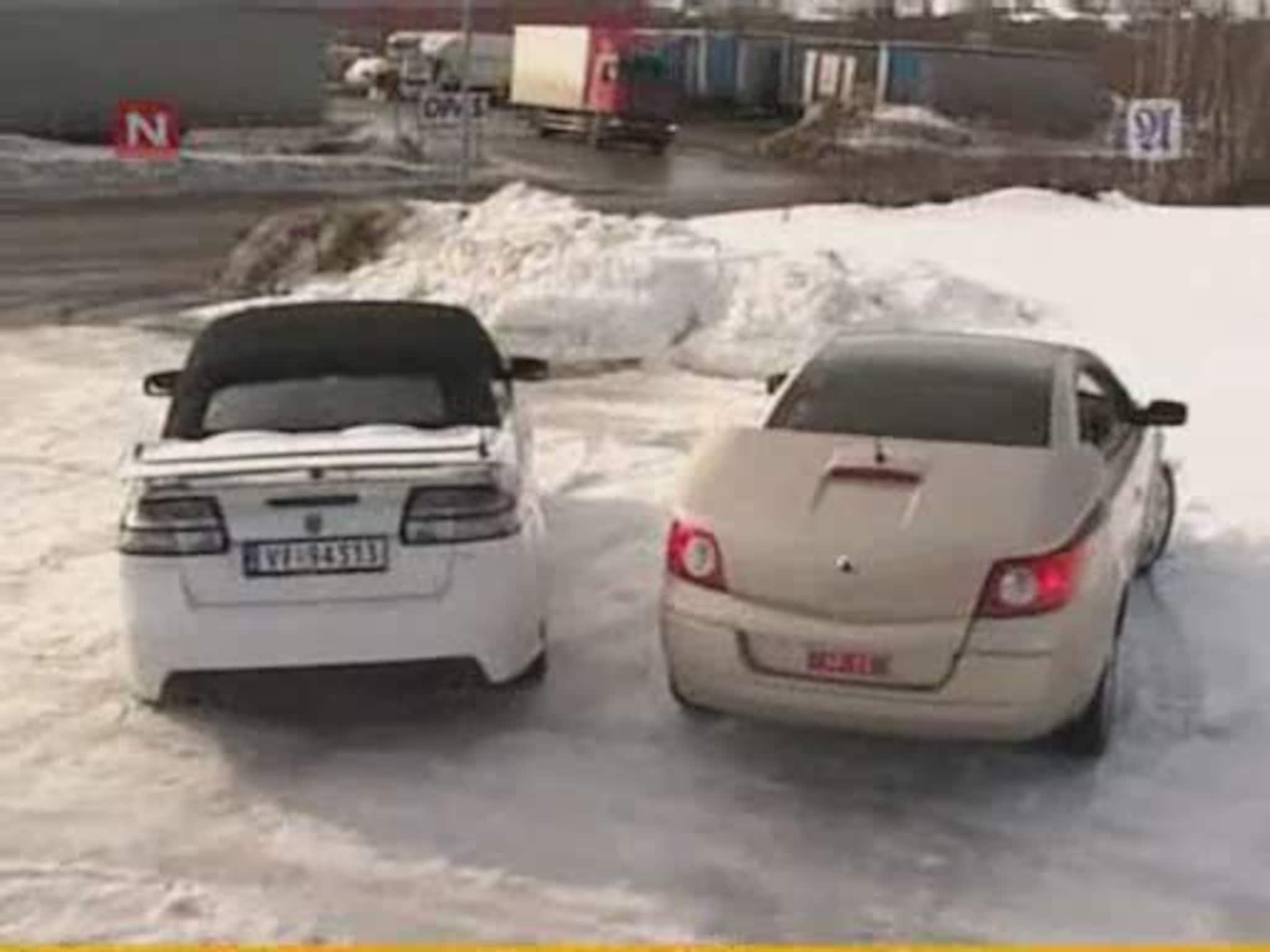Saab cabriolet på vinterføre