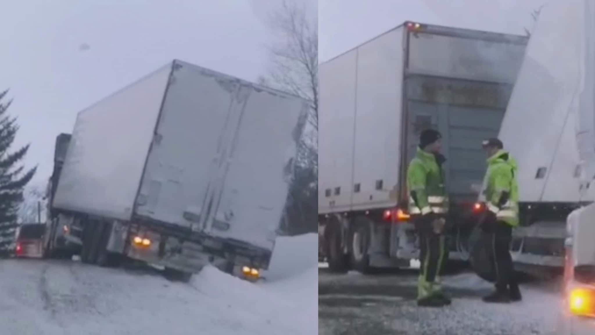 Trailerproblemer i kø på glatta