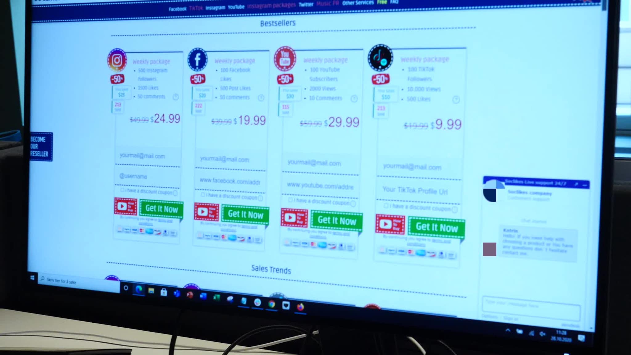Vi tar kontakt med selgere av Facebook-likes