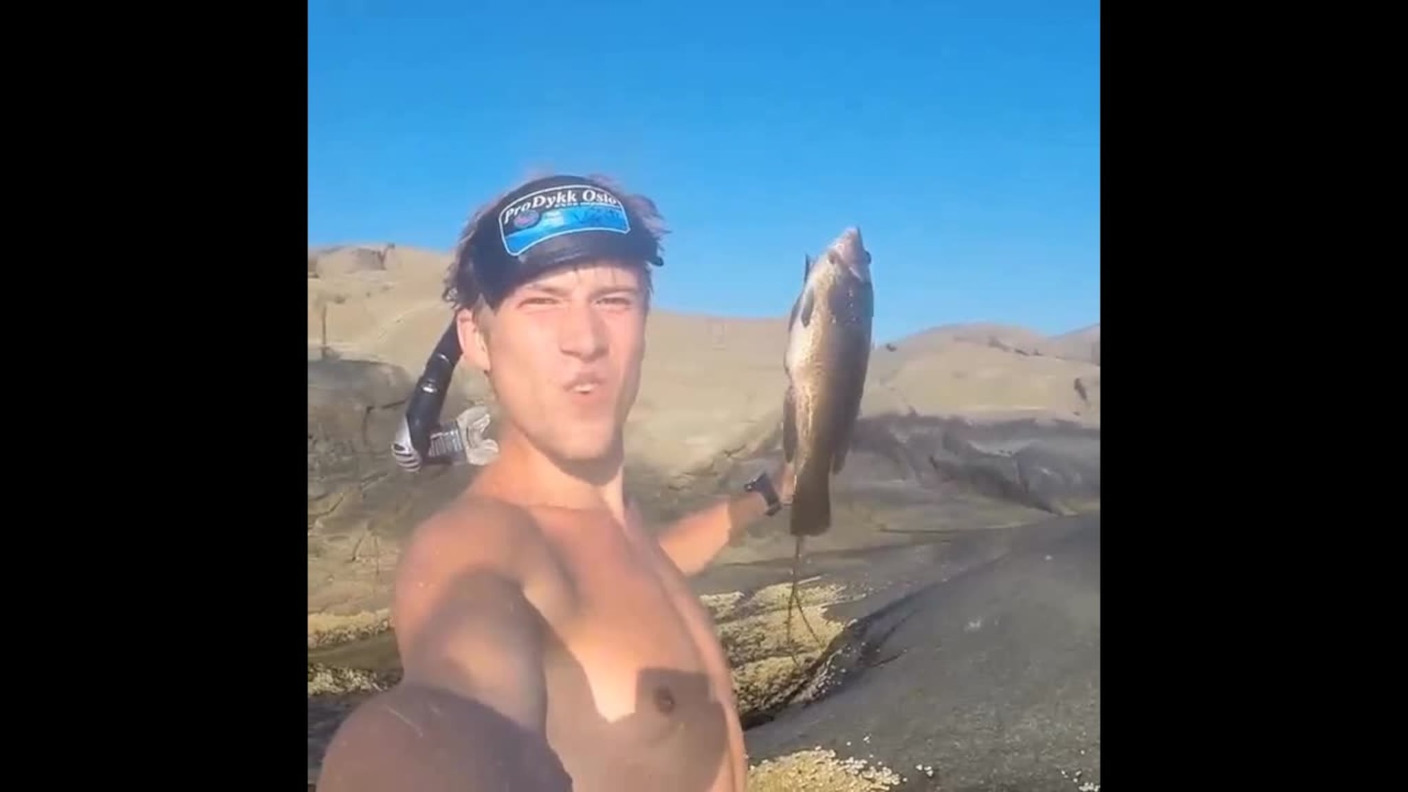 Kaster seg i vannet for å fange fisk