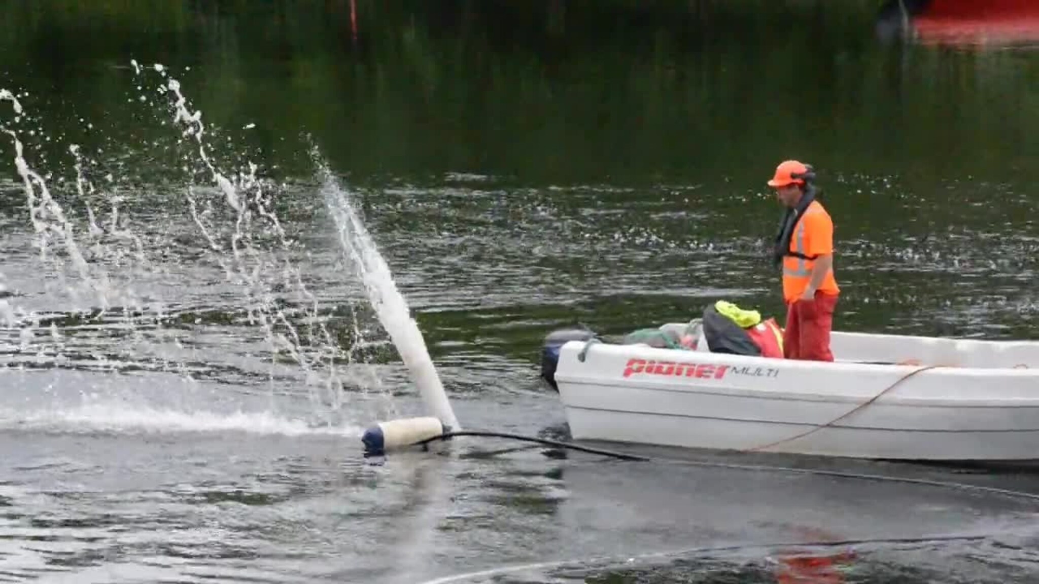 Her pumpes vann ut fra avløpsrøret