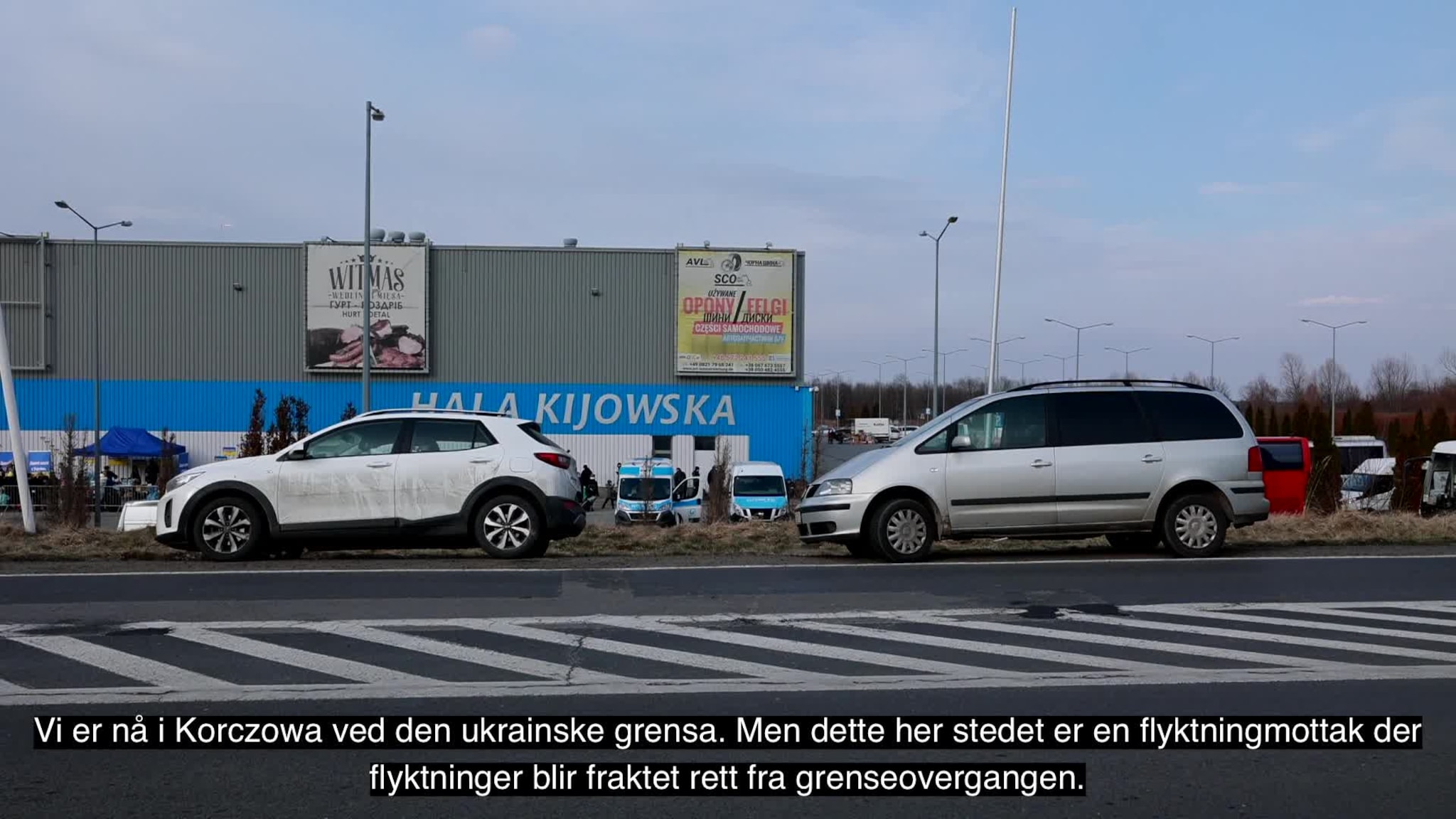 Fædrelandsvennen på flytningsmottaket i Korczowa.