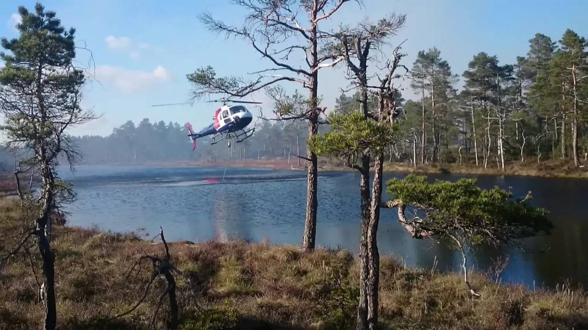 Her er skogbrannhelikopteret i aksjon