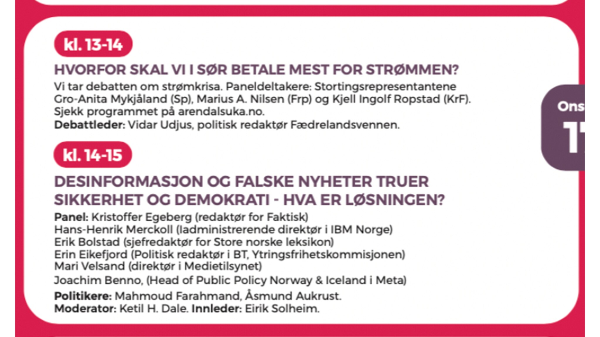 Arendalsuka: Mediescenen onsdag