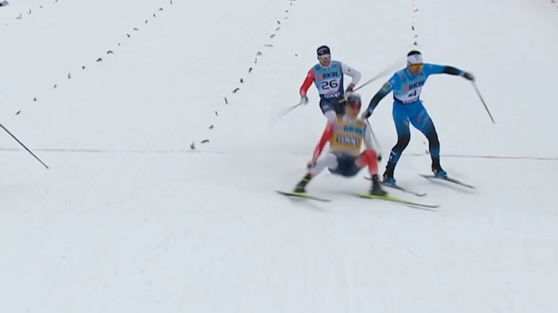 Her går det nesten galt for Klæbo